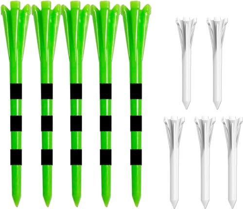 LOVMEAD Golf Tees Kunststoff Unbreakable Lange Kurze 60 Stück, Golf Tee 3 1/4 2 3/4 1 1/2 Inch Flat Stark Dauerhaft für Eisen Schüsse Reduzieren Reibung (Grün, 83mm) von LOVMEAD