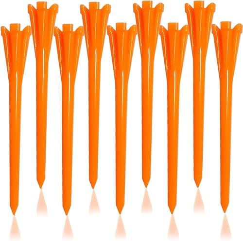 LOVMEAD Golf Tees Kunststoff Unbreakable Lange Kurze 60 Stück, Golf Tee 3 1/4 2 3/4 1 1/2 Inch Flat Stark Dauerhaft für Eisen Schüsse Reduzieren Reibung (Orange, 83mm) von LOVMEAD