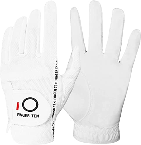 LOVMEAD Golfhandschuhe Herren für Linke Hand 1 Stück, Allwetter Mikrofaser Rain Grip Golf Handschuh Rechtshänder Blau Weicher Komfort Passform Größe L (Weiß -Linke Hand, L) von LOVMEAD