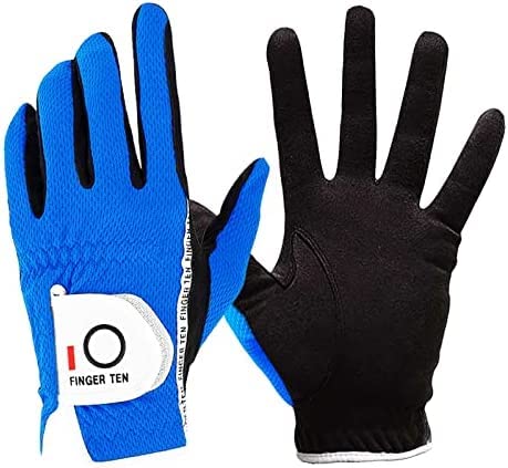 LOVMEAD Golfhandschuhe Herren für Rechte Hand 1 Stück, Allwetter Mikrofaser Rain Grip Golf Handschuh Rechtshänder Schwarz Weicher Komfort Passform Größe M (Blau- Rechte Hand, M) von LOVMEAD