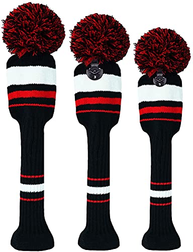 Schlägerkopfhüllen für Driver Fairway Holz Hybrid Golfschlägerhaube Golfschlägerhauben Golf Headcover Set Wert 3 4 Stück, Schlägerhauben Club Covers Langer Hals Austauschbaren Nummernschild 1 3 5 7 X von LOVMEAD