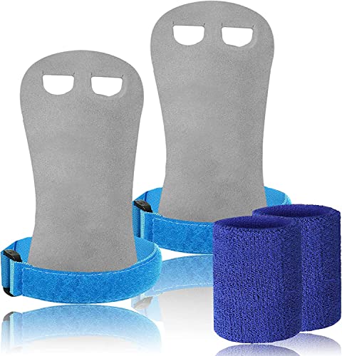 LOVMEAD Sporthandschuhe für Reckhandschuhe Kinder Schützt Hand Handfläche mit Armbändern Paar, Stangengriffe Handflächenschutz Handgelenkstütze für Kettlebells Sport (Blau, XS) von LOVMEAD