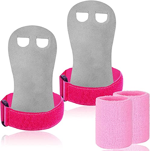 LOVMEAD Sporthandschuhe für Reckhandschuhe Kinder Schützt Hand Handfläche mit Armbändern Paar, Stangengriffe Handflächenschutz Handgelenkstütze für Kettlebells Sport (Rosa, XS) von LOVMEAD