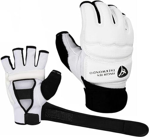 MMA Handschuhe Männer Kinder Damen Boxhandschuhe Gloves Punchinghandschuhe mit Bandagen Professional Boxen Training Sandsack Boxsack Taekwondo Muay Thai Boxing Sparring Kampfsport (Weiß, XS) von LOVMEAD