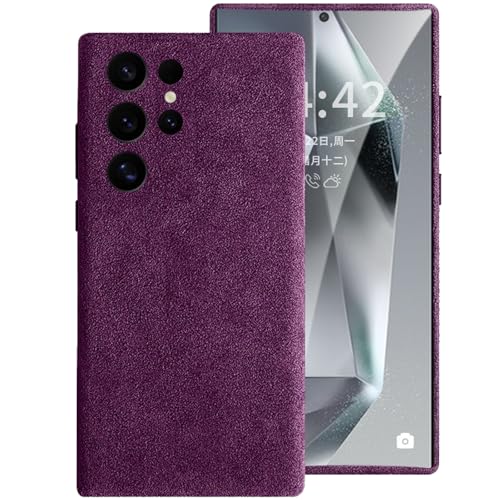 Alcantara-Wildlederhülle für Samsung Galaxy S25 Ultra/S25 Plus/S25, Ultraluxuriöses Italienisches Wildledermaterial, Atmungsaktiv, Rutschfest und Langlebig, Schmutzabweisend,Purple,S25 Ultra von LOXO CASE