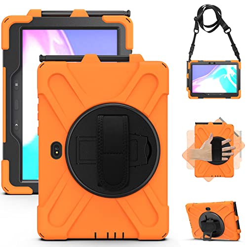 Hülle für Samsung Galaxy Tab Active 4 Pro 2022/Active Pro 2019 10.1", Militärische Stoßfeste Robust Panzerhülle 360 Grad Drehbarer Ständer & Handschlaufe für SM-T540/T545/T547/T630/T638,Orange Hülle für Samsung Galaxy Tab Active 4 Pro 2022/Active Pro 2019 10.1", Militärische Stoßfeste Robust Panzerhülle 360 Grad Drehbarer Ständer & Handschlaufe für SM-T540/T545/T547/T630/T638,Orange von LOXO CASE