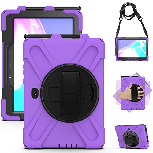 Hülle für Samsung Galaxy Tab Active 4 Pro 2022/Active Pro 2019 10.1", Militärische Stoßfeste Robust Panzerhülle 360 Grad Drehbarer Ständer & Handschlaufe für SM-T540/T545/T547/T630/T638,Purple Hülle für Samsung Galaxy Tab Active 4 Pro 2022/Active Pro 2019 10.1", Militärische Stoßfeste Robust Panzerhülle 360 Grad Drehbarer Ständer & Handschlaufe für SM-T540/T545/T547/T630/T638,Purple von LOXO CASE