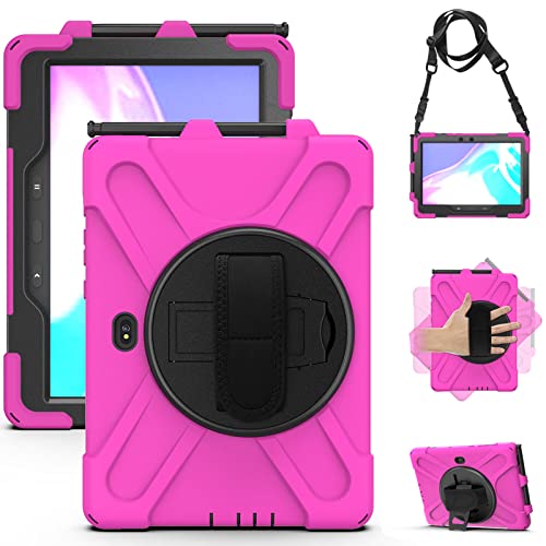 Hülle für Samsung Galaxy Tab Active 4 Pro 2022/Active Pro 2019 10.1", Militärische Stoßfeste Robust Panzerhülle 360 Grad Drehbarer Ständer & Handschlaufe für SM-T540/T545/T547/T630/T638,Rose Red Hülle für Samsung Galaxy Tab Active 4 Pro 2022/Active Pro 2019 10.1", Militärische Stoßfeste Robust Panzerhülle 360 Grad Drehbarer Ständer & Handschlaufe für SM-T540/T545/T547/T630/T638,Rose Red von LOXO CASE
