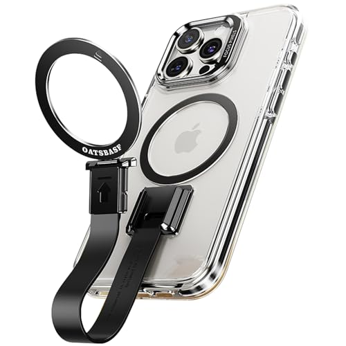 Hülle für iPhone 16/16 Plus/16 Pro/16 Pro Max, mit Metallständer, Weichem Silikonband, MagSafe-Ladekompatibel, Stoßfestes, Transparentes Case,Black,16 Plus von LOXO CASE