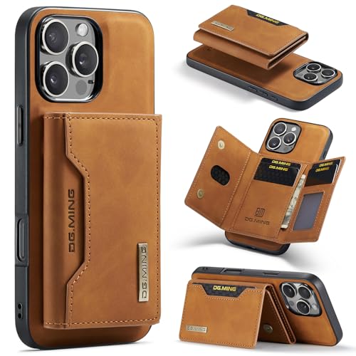 LOXO CASE 2-in-1-Hülle für iPhone 16 Pro Max/16 Pro/16 Plus/16, Leder-Brieftaschenhülle, Magnetische, Abnehmbare, Schlanke Abdeckung mit 8 Kartenfächern, RFID-Blockierung,Brown,16 Pro von LOXO CASE