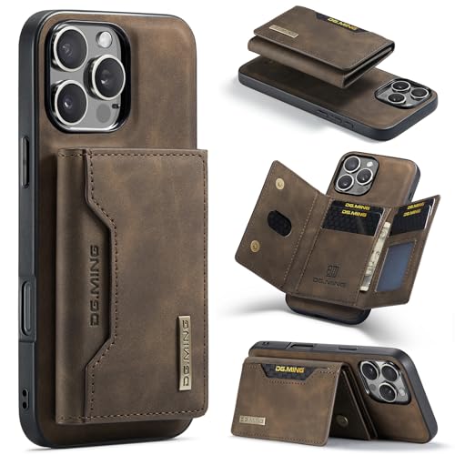 LOXO CASE 2-in-1-Hülle für iPhone 16 Pro Max/16 Pro/16 Plus/16, Leder-Brieftaschenhülle, Magnetische, Abnehmbare, Schlanke Abdeckung mit 8 Kartenfächern, RFID-Blockierung,Coffee,16 Plus von LOXO CASE