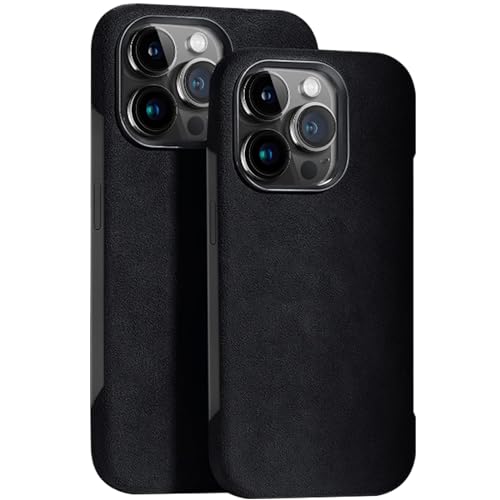 LOXO CASE Alcantara-Hülle für iPhone 12/12 Pro/12 Pro Max, Rahmenlose Abdeckung Aus Synthetischem Wildleder, Weiche Mikrofaser-Innenseite, Kompatibel mit Magsafe,Black,12 von LOXO CASE