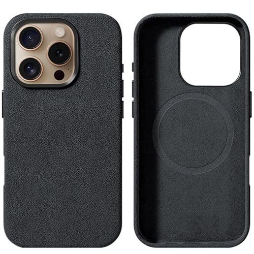 LOXO CASE Alcantara-Hülle für iPhone 16/16 Plus/16 Pro/16 Pro Max, Handgefertigte Luxuriöse Soft-Touch-Hülle [kompatibel mit MagSafe], rutschfest und Langlebig, Schmutzabweisend,Dark Gray,16 Pro Max von LOXO CASE