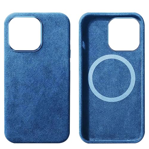 LOXO CASE Alcantara-Wildlederhülle für iPhone 16 Pro Max/16 Pro/16 Plus/16, Kompatibel mit MagSafe, Schlanke, Kratzfeste und Kratzfeste Rückseite,Blue,16 Pro von LOXO CASE