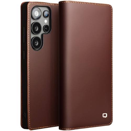 LOXO CASE Brieftaschen-Hülle für Samsung Galaxy S25 Ultra/S25 Plus/S25, Langlebiges Echtleder mit Kartenhalter [Stoßfeste TPU-Innenschale] Flip-Folio-Hülle,Brown,S25 von LOXO CASE