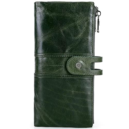 LOXO CASE Damen Geldbörse Leder Lange Portemonnaie mit Große Kapazität, Elegante und Süße Damen Geldbeutel mit 12 Kartenschlitz - hochwertiger Geldbeutel,Green von LOXO CASE