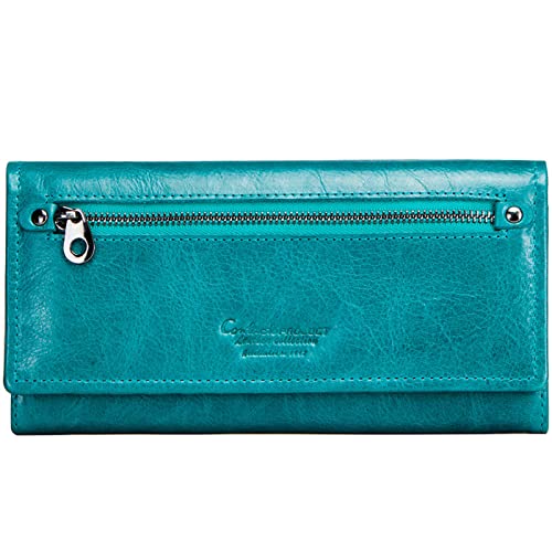 LOXO CASE Damen Geldbörse Leder mit RFID-Schutz Lange Portemonnaie mit Große Kapazität, Elegante und Süße Damen Geldbeutel mit 11 Kartenschlitz - hochwertiger Geldbeutel,Peacock Blue LOXO CASE Damen Geldbörse Leder mit RFID-Schutz Lange Portemonnaie mit Große Kapazität, Elegante und Süße Damen Geldbeutel mit 11 Kartenschlitz - hochwertiger Geldbeutel,Peacock Blue von LOXO CASE