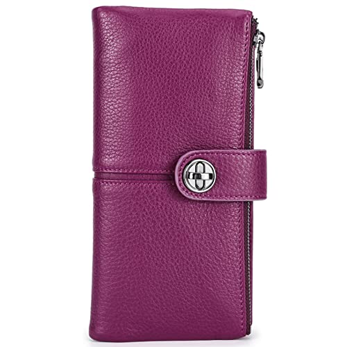 LOXO CASE Geldbeutel Damen RFID Schutz, Lang Portmonee - Groß Kapazität mit 18 Kartenfächer & Handyfach & 3 ID Fenstern, Elegante und Süße Damen Geldbeutel,Purple LOXO CASE Geldbeutel Damen RFID Schutz, Lang Portmonee - Groß Kapazität mit 18 Kartenfächer & Handyfach & 3 ID Fenstern, Elegante und Süße Damen Geldbeutel,Purple von LOXO CASE