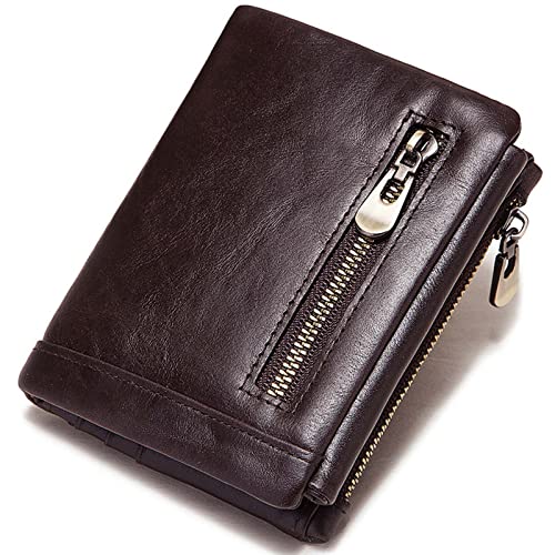 LOXO CASE Geldbörse mit RFID Schutz, Doppelte Falte Herren Geldbeutel mit Münzfach Reißverschluss Portemonnaie 13 Kartenfächern Portmonee Brieftasche, mit Geschenkbox,Coffee von LOXO CASE