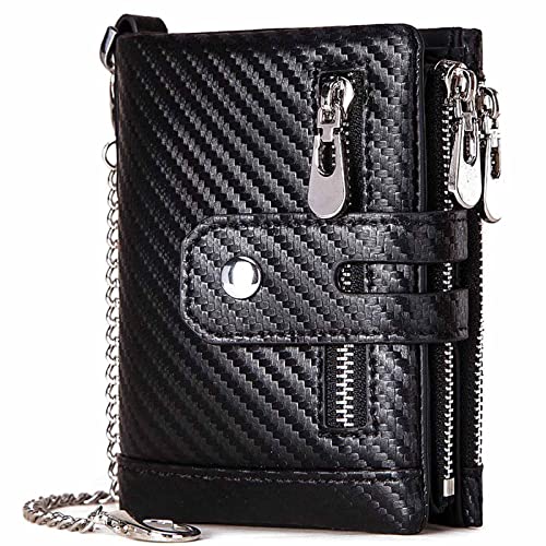 LOXO CASE Herren Geldbörse RFID Schutz - Geldbeutel mit Kette, Doppelte Falte Geldbeutel mit Münzfach Reißverschluss Portemonnaie 13 Kartenfächern Portmonee Brieftasche,Black-1 LOXO CASE Herren Geldbörse RFID Schutz - Geldbeutel mit Kette, Doppelte Falte Geldbeutel mit Münzfach Reißverschluss Portemonnaie 13 Kartenfächern Portmonee Brieftasche,Black-1 von LOXO CASE