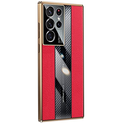 LOXO CASE Hüll für Samsung Galaxy S21 Ultra/S21 Plus/S21, Premium Leder und Stoßfeste TPU Silikon Carbon Fiber Look Hybrid Handyhülle mit Kameraschutz, Lederhülle extra Dünn,Red,S221 Ultra LOXO CASE Hüll für Samsung Galaxy S21 Ultra/S21 Plus/S21, Premium Leder und Stoßfeste TPU Silikon Carbon Fiber Look Hybrid Handyhülle mit Kameraschutz, Lederhülle extra Dünn,Red,S221 Ultra von LOXO CASE