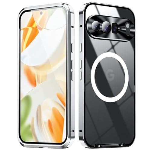 LOXO CASE Hülle für Google Pixel 9 Pro XL/9 Pro/9, stoßfester Metallrahmen in Militärqualität mit Matter Textur, Harter PC-Rückseite, Kratzfest, ultraklarer Linsenschutz,Silver,Pixel 9 Pro XL von LOXO CASE