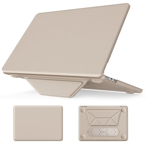 LOXO CASE Hülle für MacBook Air 13,6 Zoll 2024-2022 M3 M2 A3113 A2681, Schutzhülle aus PU-Leder mit magnetischem Klappständer, Wärmeableitung,Gold von LOXO CASE