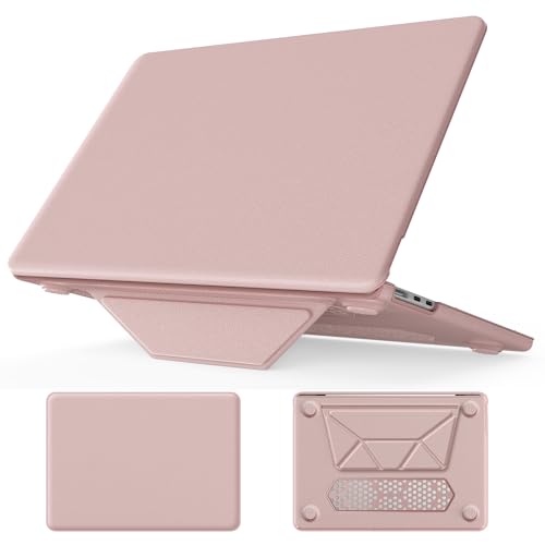 LOXO CASE Hülle für MacBook Air 13,6 Zoll 2024-2022 M3 M2 A3113 A2681, Schutzhülle aus PU-Leder mit magnetischem Klappständer, Wärmeableitung,Pink von LOXO CASE