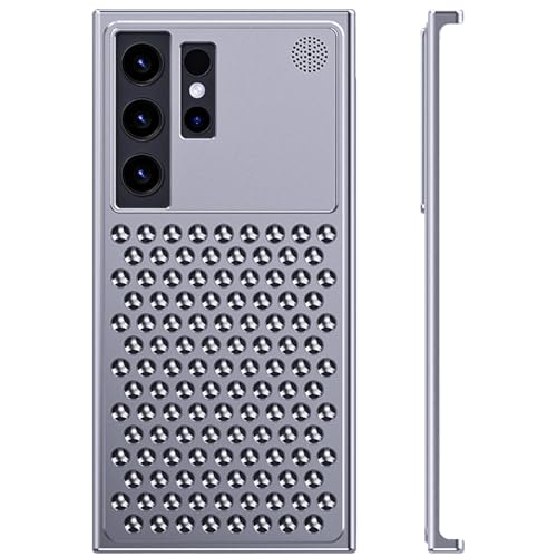 LOXO CASE Hülle für Samsung Galaxy S24 Ultra/S24 Plus/S24, Aromatisches Rahmenloses Metallgehäuse mit Kühlgitter, Ultradünnem Design und Umfassendem Schutz,Silver,S24 Ultra von LOXO CASE