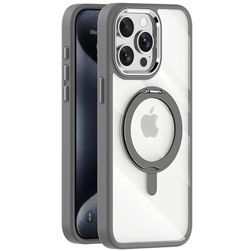 LOXO CASE Hülle für iPhone 12/12 Pro/12 Pro Max, Fallschutz in Militärqualität, TPU-Rahmen, Transparente Rückseite mit 360° Drehbarem Ringständer, Kompatibel mit MagSafe,Gray,12 Pro von LOXO CASE