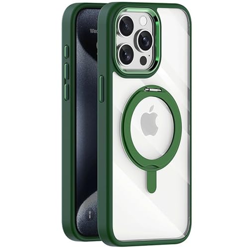 LOXO CASE Hülle für iPhone 12/12 Pro/12 Pro Max, Fallschutz in Militärqualität, TPU-Rahmen, Transparente Rückseite mit 360° Drehbarem Ringständer, Kompatibel mit MagSafe,Green,12 Pro von LOXO CASE