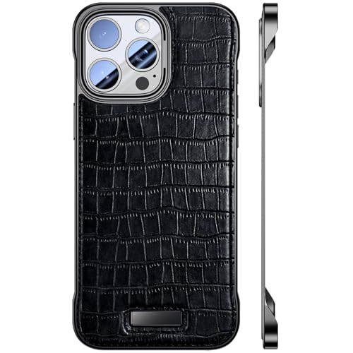 LOXO CASE Hülle für iPhone 12/12 Pro/12 Pro Max, Ultradünne Rahmenlose Hülle mit Krokodilstruktur, Minimalistisches Design, Leichtes, Nacktes Telefongefühl,Black,12 von LOXO CASE