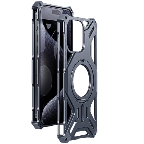 LOXO CASE Hülle für iPhone 13/13 Pro/13 Pro Max, Aluminiumrahmen mit 360° Drehbarem Ständer, Anti-Fingerabdruck, Schlankes Design, Kompatibel mit MagSafe,Gray,13 von LOXO CASE