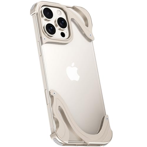 LOXO CASE Hülle für iPhone 14 Pro Max/14 Pro, Rahmenlose Transparente Metall-PC-Rückseite mit Weichen Silikonecken, Stoßfester Schutz,Natural,14 Pro von LOXO CASE