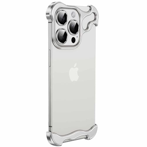 LOXO CASE Hülle für iPhone 14 Pro Max/14 Pro/14, speziell geformte Metall-Eckpolster-Anti-Fall-Handyhülle mit Kameraobjektivschutz, minimalistischer Schutz,Silver,14 Pro von LOXO CASE