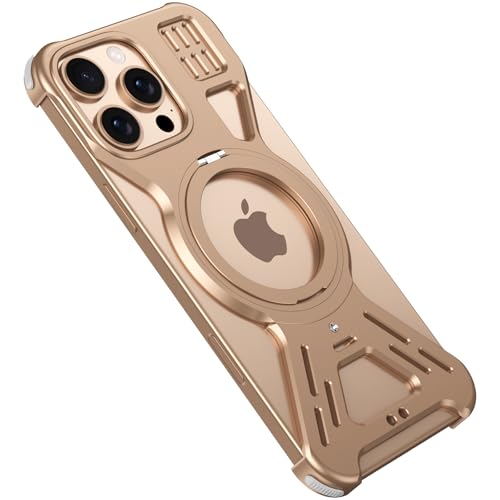 LOXO CASE Hülle für iPhone 15 Pro Max/15 Pro/15, Minimalistisches Rahmenloses Metallgehäuse mit 360° Drehbarem Ständer, Kompatibel mit MagSafe, Wärmeableitungsdesign,Desert,15 Pro Max von LOXO CASE