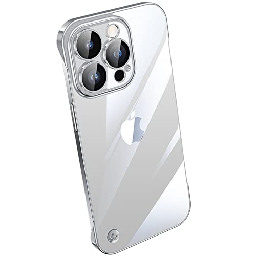 LOXO CASE Hülle für iPhone 15 Pro Max/15 Pro/15 Plus/15, Frameless Schutzhülle [Nie Vergilbung] Transparent Stoßfest Rückseite & Galvanik Rahmen [Kameraschutz],Silver,iPhone15 Pro von LOXO CASE