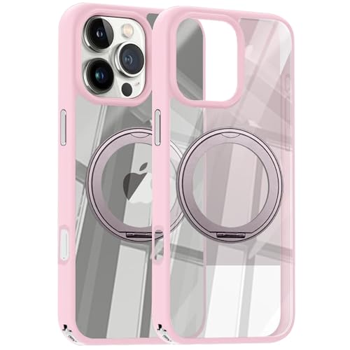 LOXO CASE Hülle für iPhone 16/16 Plus/16 Pro/16 Pro Max, 360° Drehbarer Ringständer, Stoßfester Hybrid Aus Weichem TPU und Hartem PC in Militärqualität, Rutschfester Griff,Pink,16 Plus von LOXO CASE