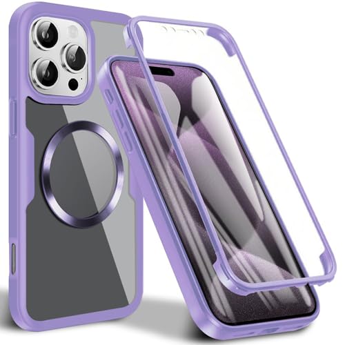 LOXO CASE Hülle für iPhone 16/16 Plus/16 Pro/16 Pro Max, 360° Rundumschutz in Militärqualität mit Integriertem 9H Glas-Displayschutz, N52 Starker Magnet,Purple,16 Pro von LOXO CASE