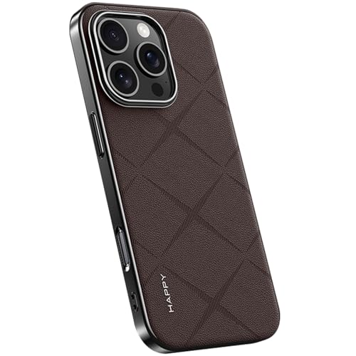 LOXO CASE Hülle für iPhone 16/16 Plus/16 Pro/16 Pro Max, Luxuriöses Veganes Leder mit Galvanisiertem PC und Metallknöpfen – Anti-Fingerabdruck, Schutz in Militärqualität,Brown,16 von LOXO CASE