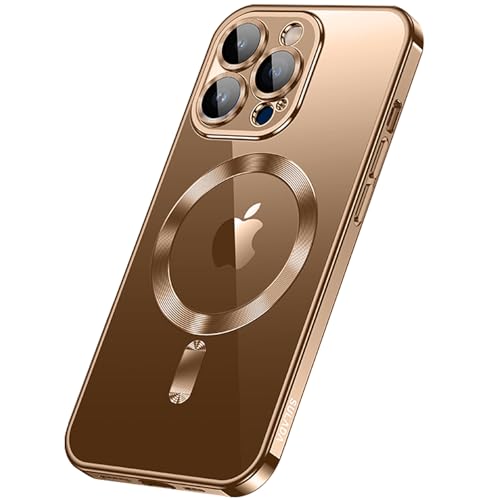 LOXO CASE Hülle für iPhone 16/16 Plus/16 Pro/16 Pro Max, Magnetisch, Klar [kompatibel mit MagSafe], Vollständiger Kameraobjektivschutz, Luxuriöse Beschichtung, Weiche Hülle,Bronze,16 Pro von LOXO CASE