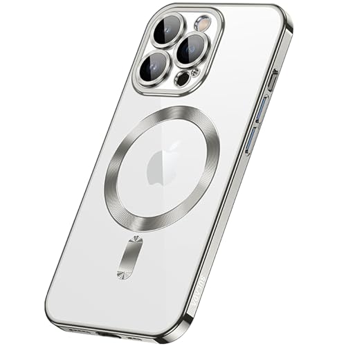 LOXO CASE Hülle für iPhone 16/16 Plus/16 Pro/16 Pro Max, Magnetisch, Klar [kompatibel mit MagSafe], Vollständiger Kameraobjektivschutz, Luxuriöse Beschichtung, Weiche Hülle,Titanium,16 Pro von LOXO CASE