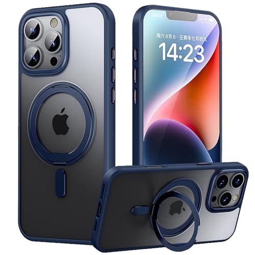 LOXO CASE Hülle für iPhone 16/16 Plus/16 Pro/16 Pro Max, mit 360° Drehbarem Ringständer [Kompatibel mit Magsafe] Durchscheinende Rückseite Schutzhülle,Blue,16 von LOXO CASE