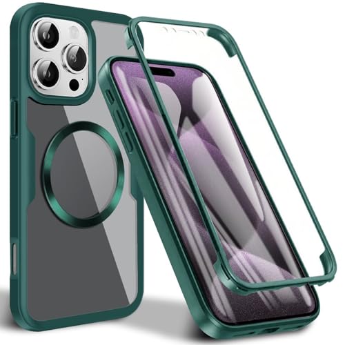 LOXO CASE Hülle für iPhone 16/16 Plus/16 Pro/16 Pro Max, mit Eingebautem Displayschutz [Kompatibel mit MagSafe] 360° Rundum-Schutzhülle mit Stoßfester Schutzhülle,Green,16 Pro von LOXO CASE