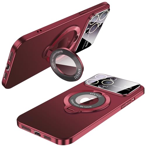 LOXO CASE Hülle für iPhone 16/16 Pro/16 Plus/16 Pro Max, Vollglas-Kameraobjektiv-Schutzhülle mit Magnetischem, Unsichtbarem Ständer [Kompatibel mit MagSafe],Red,16 Pro Max von LOXO CASE