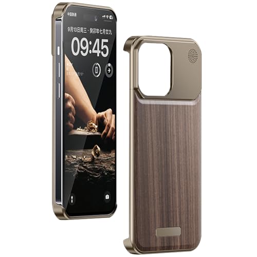 LOXO CASE Hülle für iPhone 16/16 Pro/16 Pro Max, Rahmen Aus Aluminiumlegierung, Aromatherapie-Hülle Aus Holz, Rahmenloses Design, Einfache Snap-On-Installation,Desert Titanium,16 von LOXO CASE