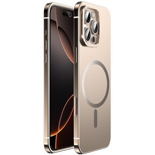 LOXO CASE Hülle für iPhone 16 Pro Max/16 Pro, Rahmen Aus Titanstahl, Mattierte Rückseite [kompatibel mit MagSafe] mit Linsenring Aus Legierung, Schutz in Militärqualität,Desert Titanium,16 Pro von LOXO CASE