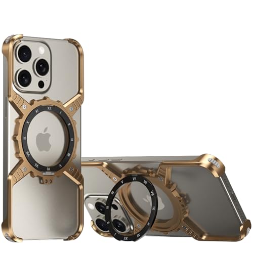 LOXO CASE Hülle für iPhone 16 Pro Max/16 Pro/16, Mechanisches Getriebegehäuse Aus Aluminiumlegierung mit 360° Drehbarem Ständer, Kompatibel mit MagSafe,Desert,16 Pro Max von LOXO CASE