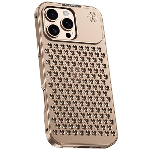 LOXO CASE Hülle für iPhone 16 Pro Max/16 Pro/16, Wärmeableitungshülle Aus Aluminiumlegierung, Metallknopf, Rundumschutz,Desert Titanium,16 von LOXO CASE