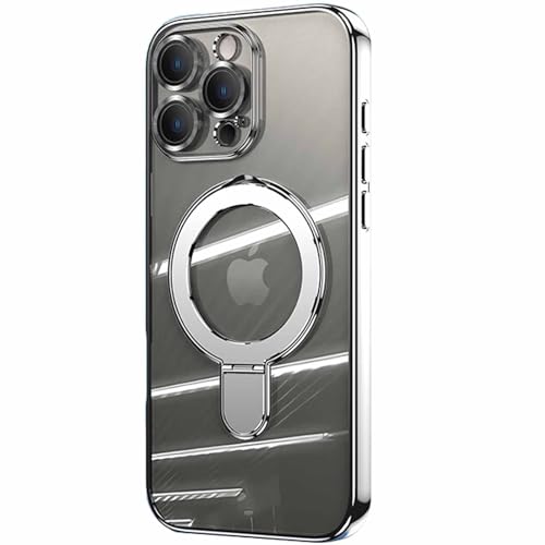 LOXO CASE Hülle für iPhone 16 Pro Max/16 Pro/16 Plus/16, 2024 Magsafe Magnetische, Klare, Stoßfeste Hülle mit Ständer, Vergilbungsschutz, Linsenschutz Aus Gehärtetem Glas,Silver,16 Plus von LOXO CASE